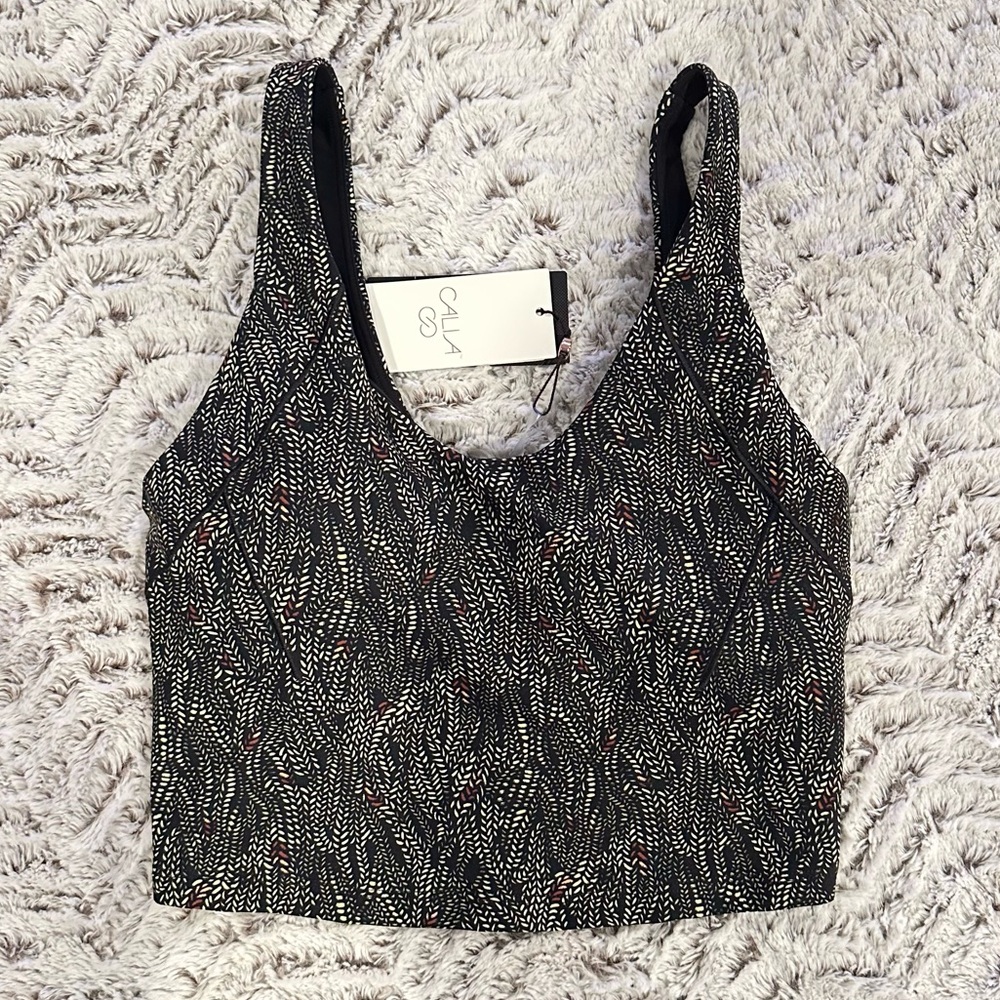 NWT Calia Serpent Print Black Patterned Inspire Scoop Neck Tank Top Sz Small